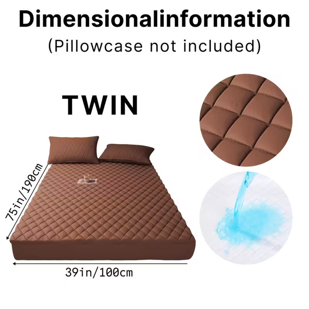 Eclipse Linens Twin Mattress Pad Protector Thickened Brown Stain Resistant NWT